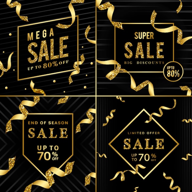 Venta de oro signo conjunto de vectores