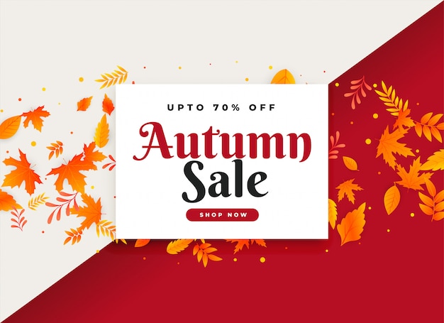 Vector gratuito venta de otoño y banner promocional con hojas