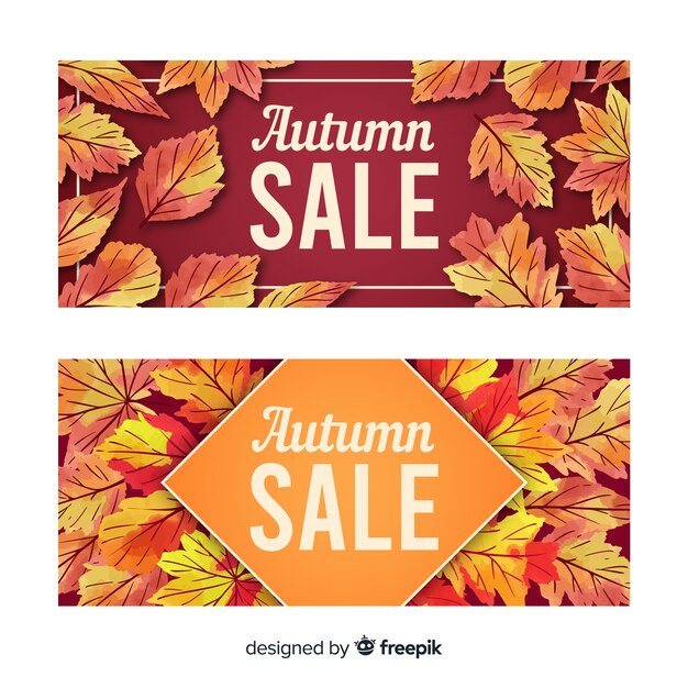 Venta de otoño banners diseño dibujado a mano