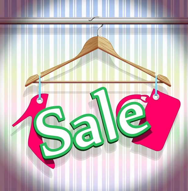 Venta de perchas de ropa en un hermoso vector