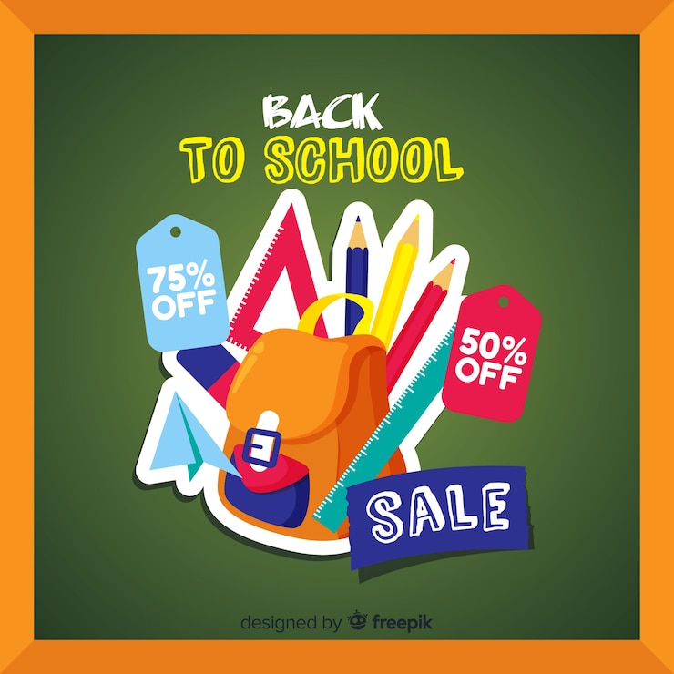 Vector gratuito venta plana de regreso a la escuela