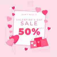 Vector gratuito venta plana de san valentín con bolsas de la compra.