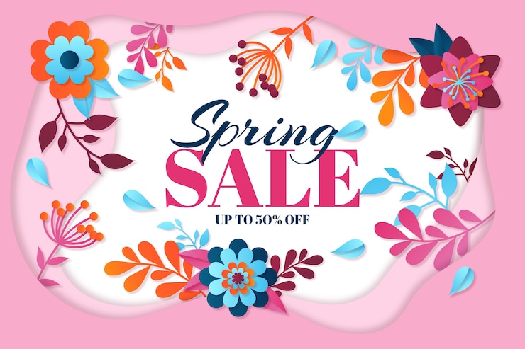 Vector gratuito venta de primavera colorida al estilo del papel