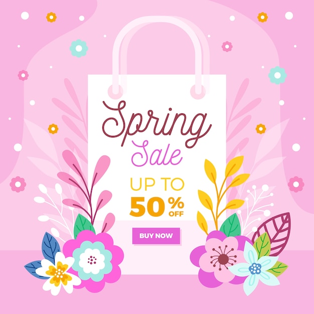 Vector gratuito venta de primavera con flores de colores