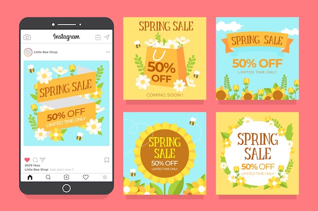 Venta de primavera instagram post collection design