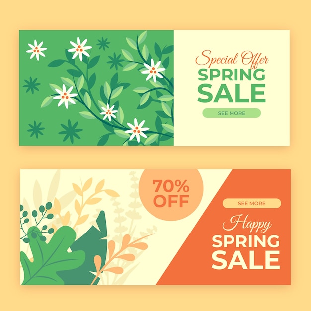 Venta de primavera plana banners horizontales