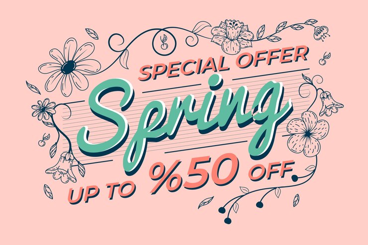 Vector gratuito venta de primavera retro