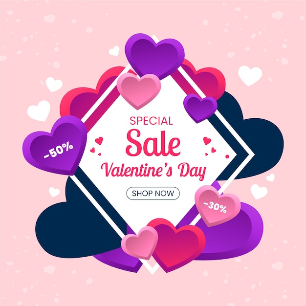 Vector gratuito venta promocional del día de san valentín de diseño plano