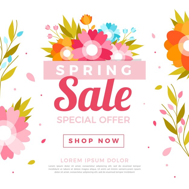 Venta promocional de primavera de diseño plano