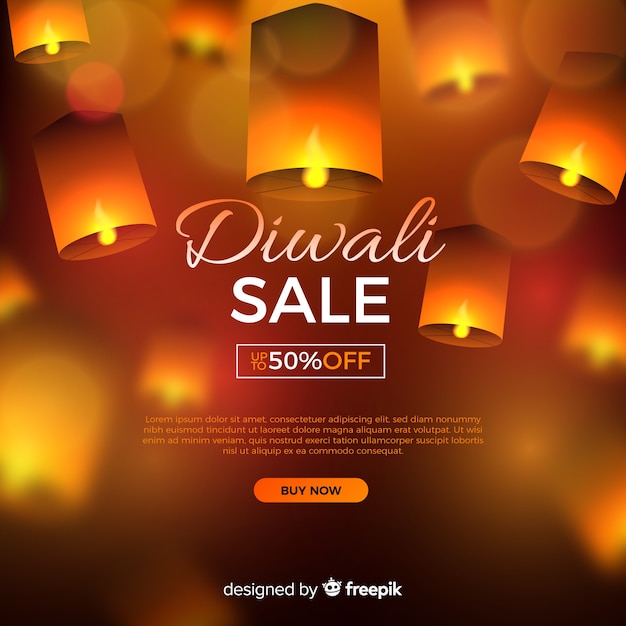 Vector gratuito venta realista de diwali con oferta