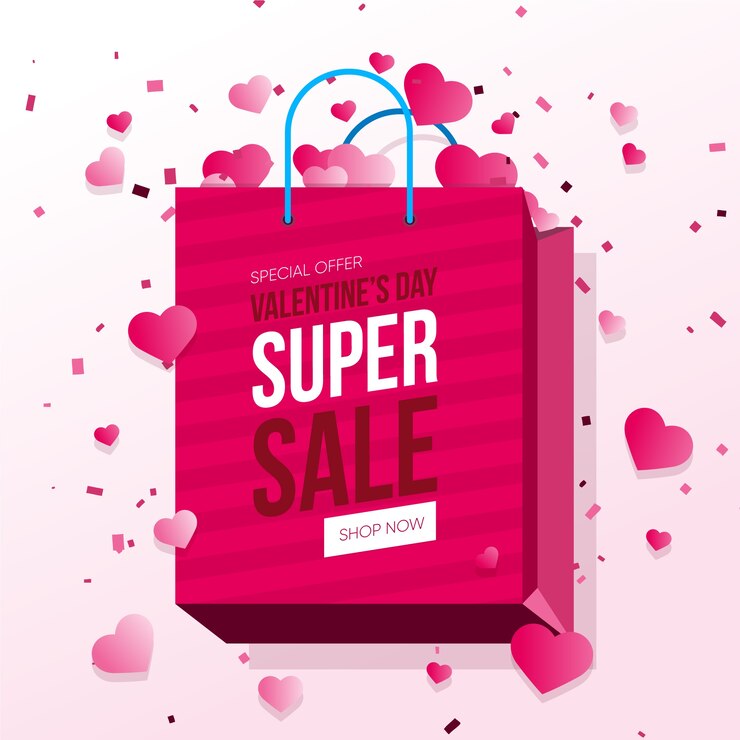 Vector gratuito venta de san valentín en diseño plano