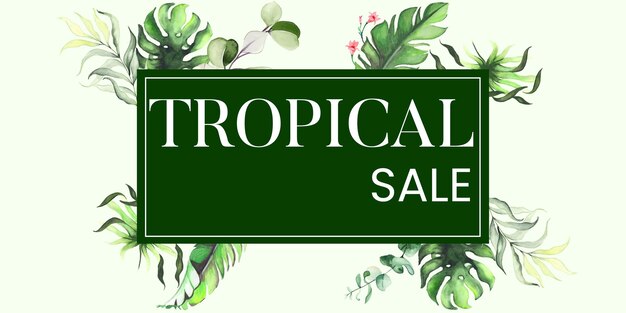 Venta tropical Fondo blanco verde Banner profesional Diseño multipropósito Vector libre