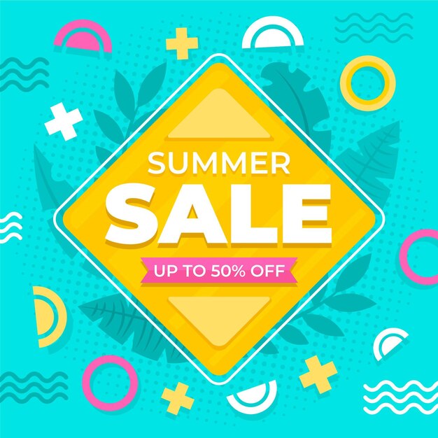 Vector gratuito venta de verano de diseño plano con oferta