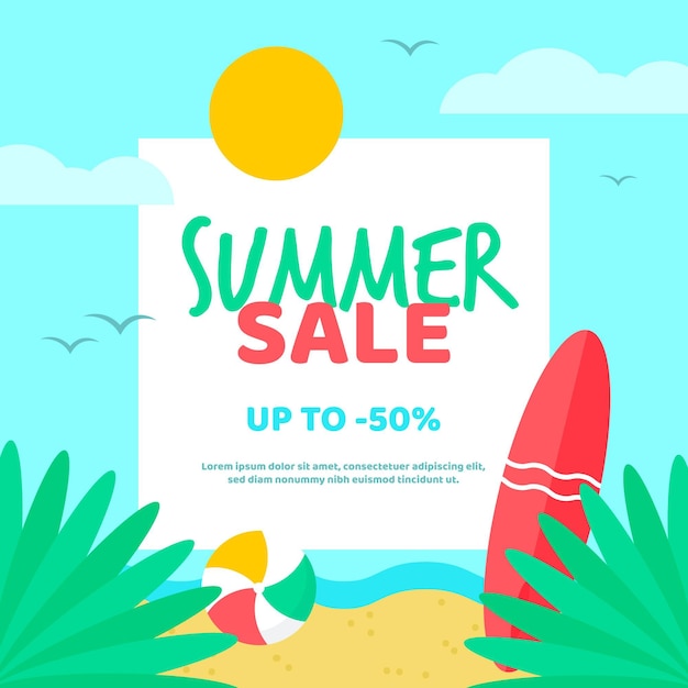 Vector gratuito venta de verano de diseño plano