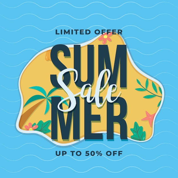 Vector gratuito venta de verano en diseño plano