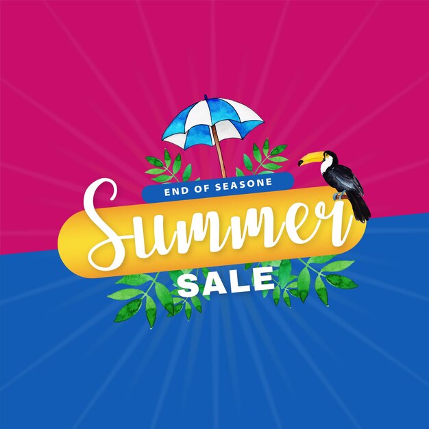 Venta de verano Fondo azul rosa Banner profesional Diseño multipropósito Vector libre