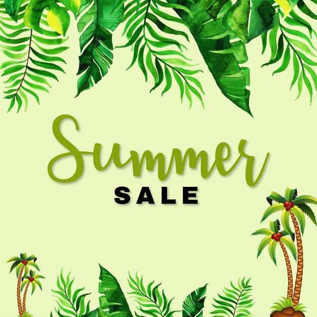 Venta de verano Fondo marrón verde Banner profesional Diseño multipropósito Vector libre