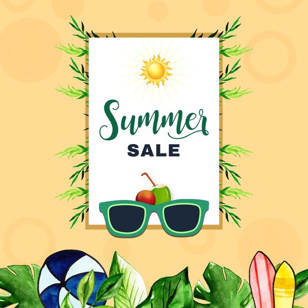 Venta de verano Fondo verde beige Banner profesional Diseño multipropósito Vector libre