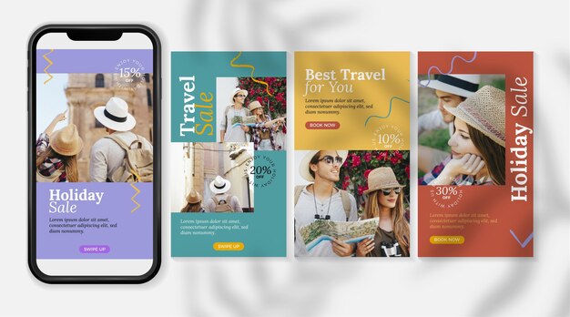 Venta de viajes conjunto de historias de instagram