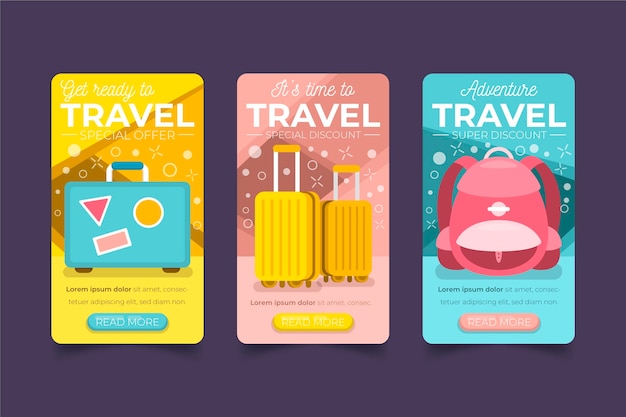 Vector gratuito venta de viajes historias de instagram