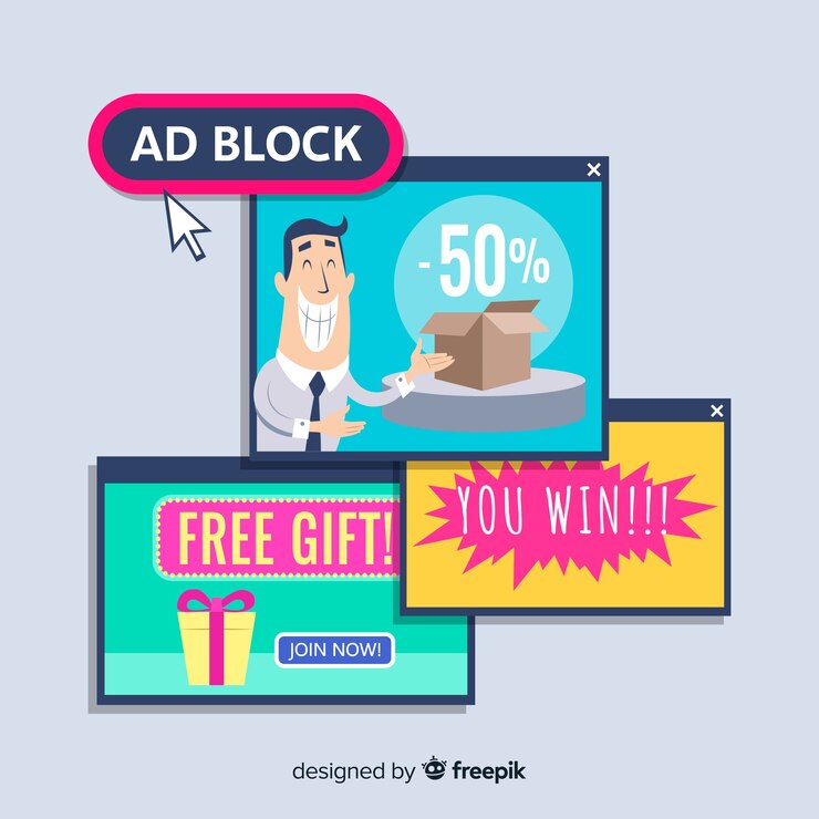 Vector gratuito ventana emergente bloqueo de anuncios