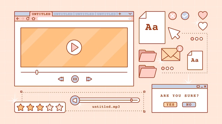 Vector gratuito ventanas de computadora retro dibujadas a mano