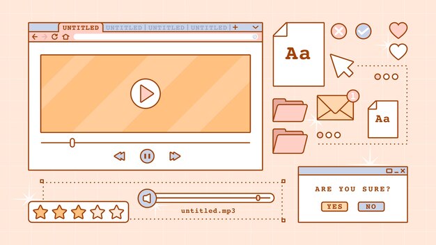 Ventanas de computadora retro dibujadas a mano