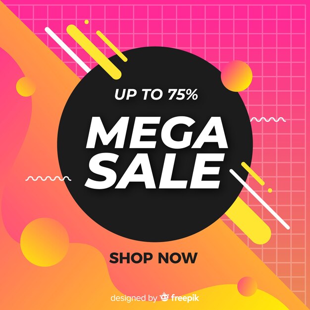 Ventas de diseño abstracto con promoción del 75%