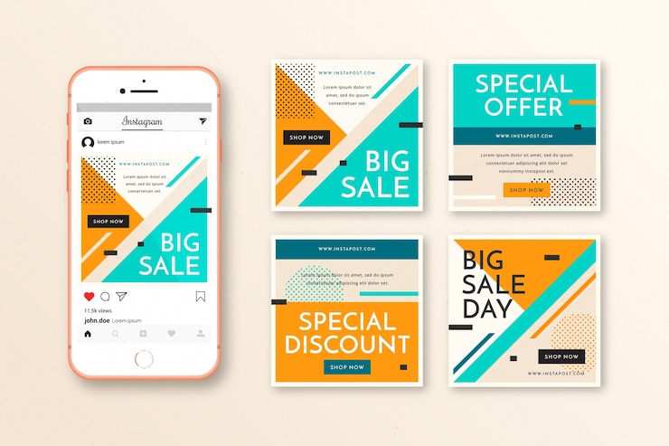 Vector gratuito ventas instagram post collection