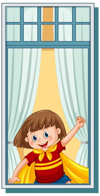 Ver a través de la ventana del personaje de dibujos animados