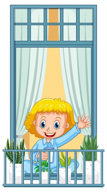 Ver a través de la ventana del personaje de dibujos animados