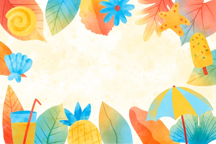Vector gratuito verano de fondo acuarela