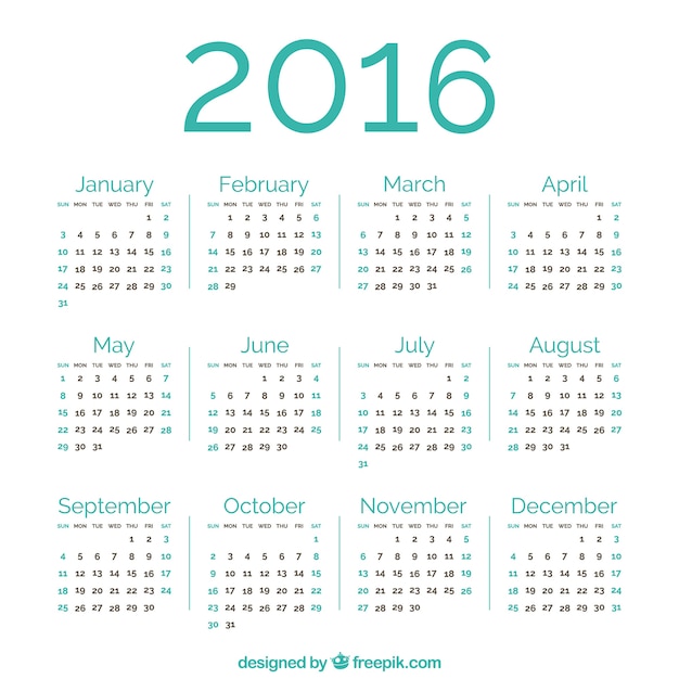 Verde 2016 calendario