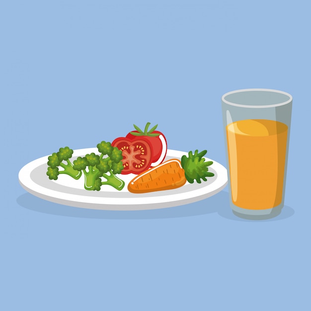 verduras y jugo comida deliciosa desayuno