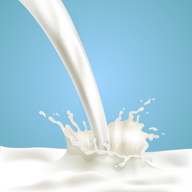 Verter la leche con cartel publicitario splash