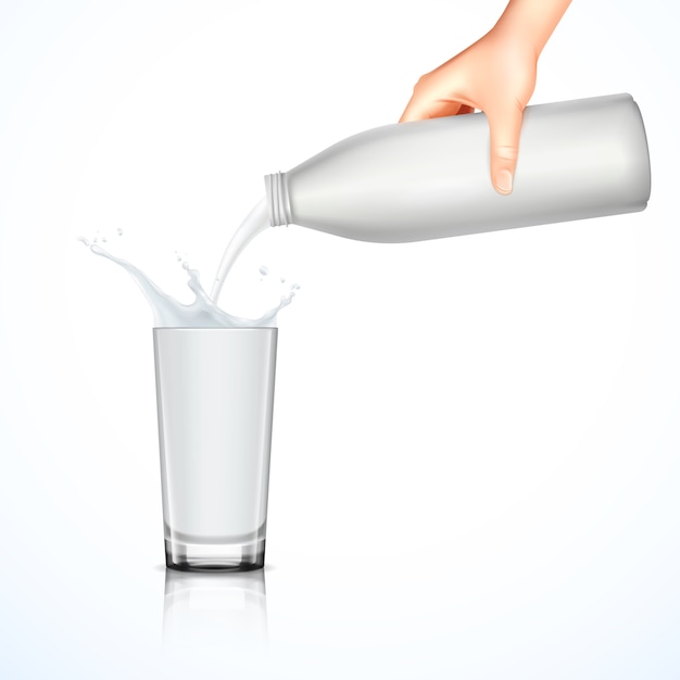 Verter la leche ilustración realista