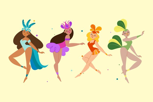 Vestidos coloridos para chicas bailando para el carnaval brasileño