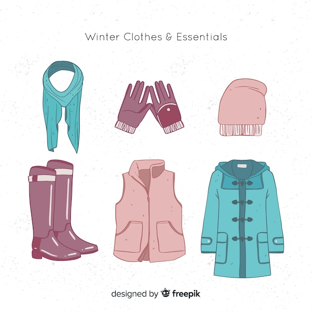 Vector gratuito vestimenta y accesorios de invierno