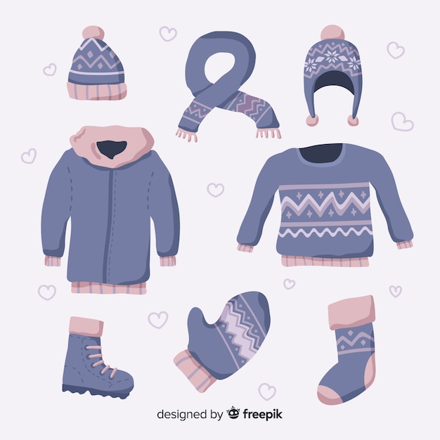 Vector gratuito vestimenta y accesorios de invierno