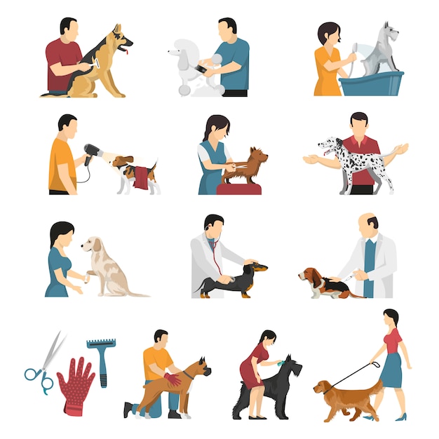 Vector gratuito vet dogs service set