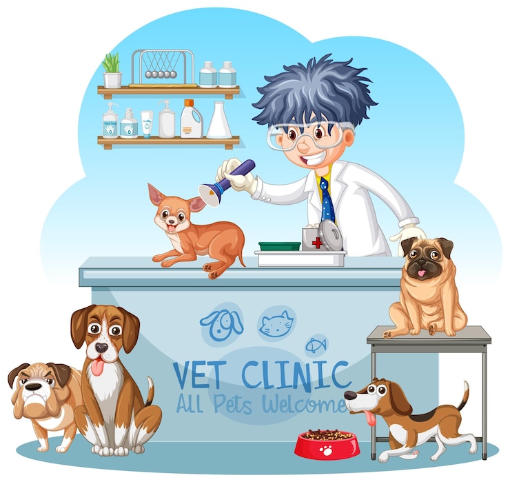 Vector gratuito veterinario amigable con vector de animales de compañía