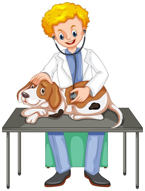 Veterinario revisando perro con estetoscopio