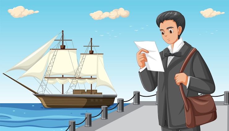 Vector gratuito el viaje de nikola tesla39 a nueva york en barco