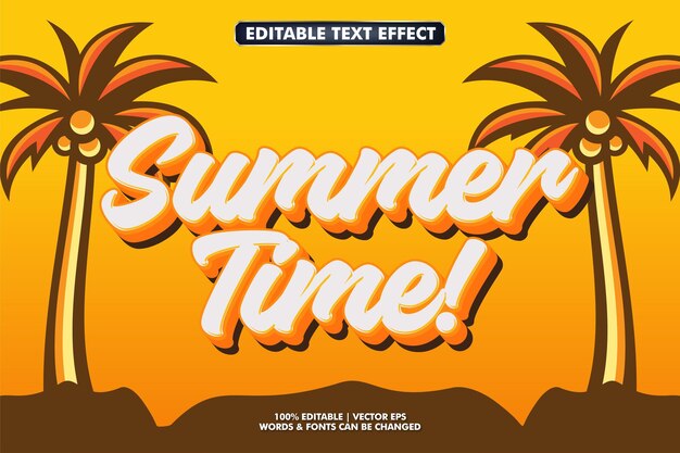 vibraciones de verano efecto de texto editable con fondo