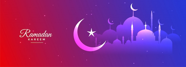 Vibrante ramadan kareem hermoso diseño de banner estacional