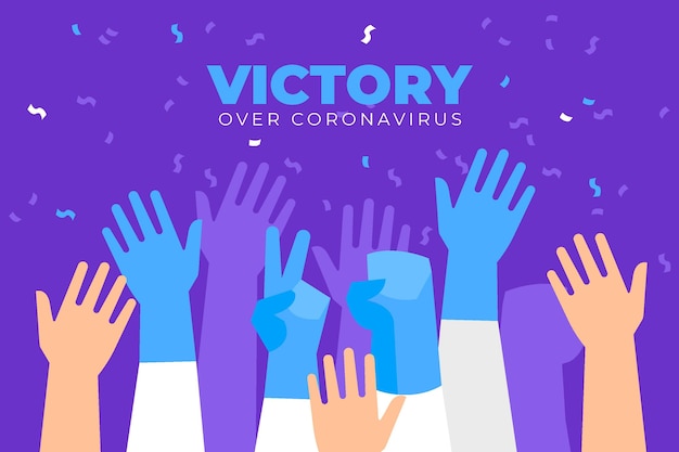Vector gratuito victoria sobre el tema del coronavirus