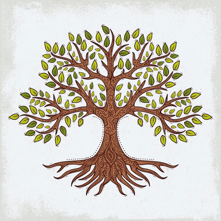 Vector gratuito vida arbol dibujada a mano