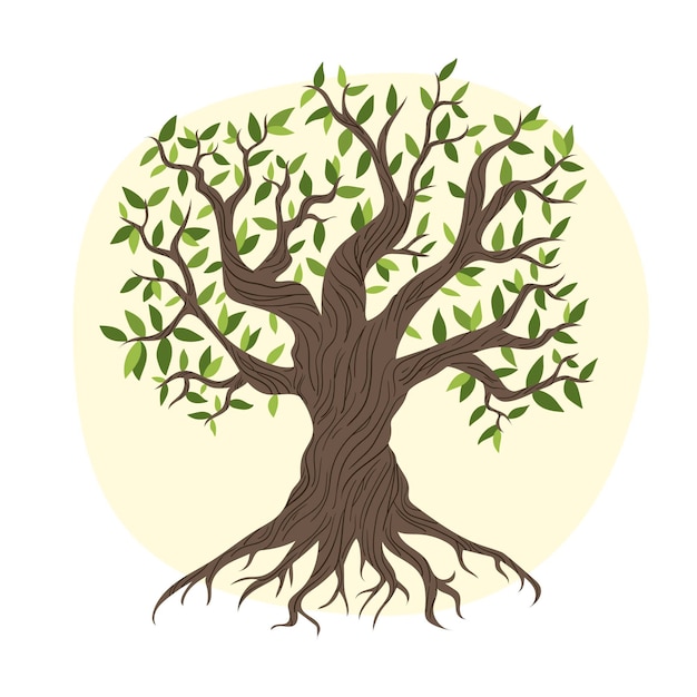 Vida de árbol con hojas de otoño dibujadas a mano