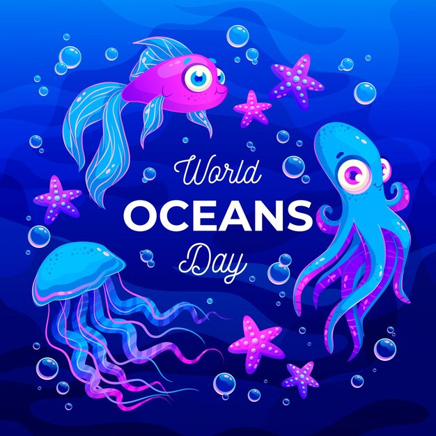 Vida submarina activa día mundial del océano