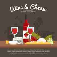 Vector gratuito vida de vino y queso todavía